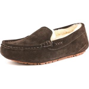 image:imageDREAM PAIRS Womens Fuzzy House Slippers Cozy Faux Fur Micro Suede Moccasins Slip on Loafer Shoes for Indoor and OutdoorBrown