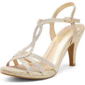 image:imageDREAM PAIRS Womens Kitten Heels Open Toe Stilettos Rhinestone Heels for Dressy WeddingGold