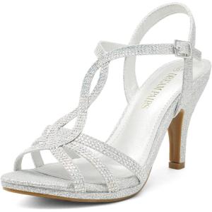 image:imageDREAM PAIRS Womens Kitten Heels Open Toe Stilettos Rhinestone Heels for Dressy WeddingSilver