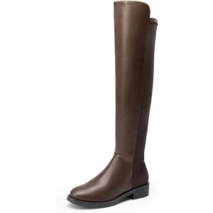 image:imageDREAM PAIRS Womens Knee High Boots Platform Chunky Heel Thigh High Fashion Over The Knee Boots SDOB2407WBrownpu