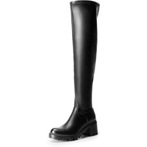 image:imageDREAM PAIRS Womens Knee High Boots Platform Over The Knee High Chunky Heel Fashion Boots for WomenBlackpu