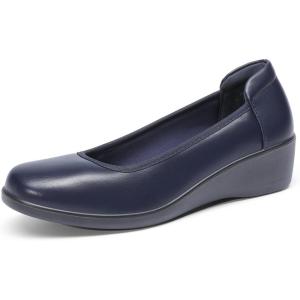 image:imageDREAM PAIRS Womens Low Wedges Heels Pumps Comfortable Slipon Round Toe Dress Work Shoes for Office BusinessNavy