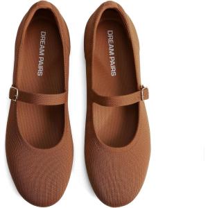image:imageDREAM PAIRS Womens Mary Jane Ballet Flat Shoes Dressy Foldable Knit Flats with Arch Support Comfortable for Casual Work OfficeBrown