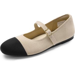 image:imageDREAM PAIRS Womens Mary Jane Ballet Flat Shoes Dressy Foldable Knit Flats with Arch Support Comfortable for Casual Work OfficeNudeBlack
