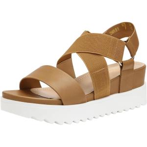 image:imageDREAM PAIRS Womens Open Toe Ankle Strap Platform Wedge SandalsCamel