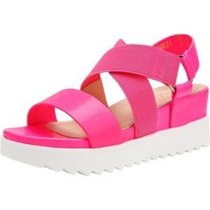 image:imageDREAM PAIRS Womens Open Toe Ankle Strap Platform Wedge SandalsNeonPink