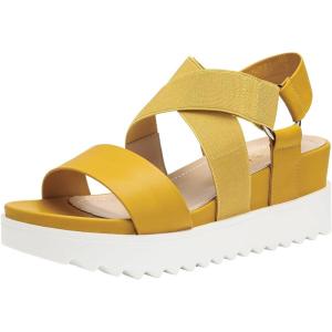 image:imageDREAM PAIRS Womens Open Toe Ankle Strap Platform Wedge SandalsYellow