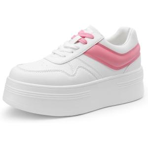 image:imageDREAM PAIRS Womens Platform Casual SneakersWhitePink
