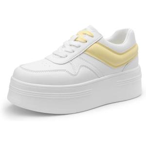 image:imageDREAM PAIRS Womens Platform Casual SneakersWhiteYellow