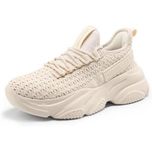 image:imageDREAM PAIRS Womens Platform Chunky Fashion Sneakers Slip On Walking Stylish Lightweight Classic Casual SneakerBeige