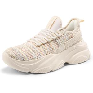 image:imageDREAM PAIRS Womens Platform Chunky Fashion Sneakers Slip On Walking Stylish Lightweight Classic Casual SneakerBeigeRainbow