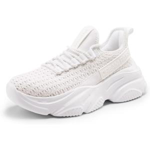 image:imageDREAM PAIRS Womens Platform Chunky Fashion Sneakers Slip On Walking Stylish Lightweight Classic Casual SneakerWhite