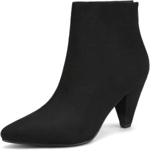 image:imageDREAM PAIRS Womens Pointed Toe Ankle Boots High Heel Booties Fashion Zipper Dress BootsBlackSuede