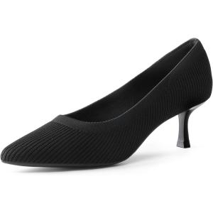 image:imageDREAM PAIRS Womens Pumps Closed Toe Pointed Toe Kitten Heels for Women Party Dance Wedding Dress Shoes for WomenBlackknit
