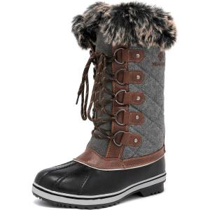 image:imageDREAM PAIRS Womens River1 Mid Calf Waterproof Winter Snow BootsBlack Grey