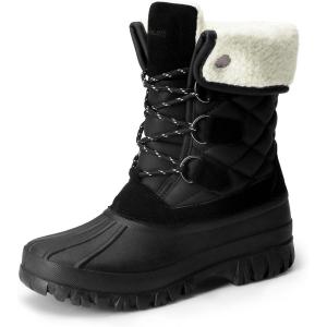 image:imageDREAM PAIRS Womens Winter Duck Boots Mid Calf Warm Insulated Faux Fur Lined Waterproof Lace Up Snow BootsBlack