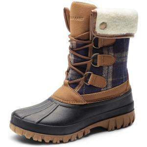 image:imageDREAM PAIRS Womens Winter Duck Boots Mid Calf Warm Insulated Faux Fur Lined Waterproof Lace Up Snow BootsTan