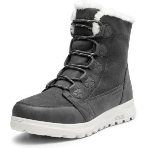 image:imageDREAM PAIRS Womens Winter Snow Boots Lace Up Warm Comfortable Faux Fur Lining Outdoor Ankle BootiesDark Grey