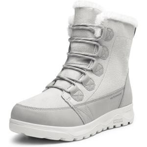 image:imageDREAM PAIRS Womens Winter Snow Boots Lace Up Warm Comfortable Faux Fur Lining Outdoor Ankle BootiesLight Grey