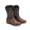 image:imageDREAM PAIRS Boys Cowboy Boots Kids Classic Western Boots Square Toe Girls Cowgirl Boots for ToddlerLittle KidBig KidBlackBrown