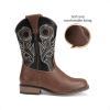 image:imageDREAM PAIRS Boys Cowboy Boots Kids Classic Western Boots Square Toe Girls Cowgirl Boots for ToddlerLittle KidBig KidBlackBrown