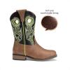 image:imageDREAM PAIRS Boys Cowboy Boots Kids Classic Western Boots Square Toe Girls Cowgirl Boots for ToddlerLittle KidBig KidBlackTan