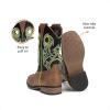 image:imageDREAM PAIRS Boys Cowboy Boots Kids Classic Western Boots Square Toe Girls Cowgirl Boots for ToddlerLittle KidBig KidBlackTan