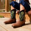 image:imageDREAM PAIRS Boys Cowboy Boots Kids Classic Western Boots Square Toe Girls Cowgirl Boots for ToddlerLittle KidBig KidBlackTan