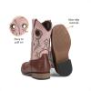 image:imageDREAM PAIRS Boys Cowboy Boots Kids Classic Western Boots Square Toe Girls Cowgirl Boots for ToddlerLittle KidBig KidPink