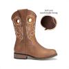 image:imageDREAM PAIRS Boys Cowboy Boots Kids Classic Western Boots Square Toe Girls Cowgirl Boots for ToddlerLittle KidBig KidTan