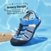 image:imageDREAM PAIRS Boys Girls Summer Outdoor Athletic Sport Sandals Hiking Beach Casual Closed Toe Adjustable Multicolor for ToddlerLittleBig KidsBlueGreyRed