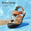 image:imageDREAM PAIRS Boys Girls Summer Outdoor Athletic Sport Sandals Hiking Beach Casual Closed Toe Adjustable Multicolor for ToddlerLittleBig KidsGreenOrange