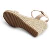 image:imageDREAM PAIRS Espadrilles Wedge Sandals for Women Womens Open Toe Summer Dressy Sandals with Adjustable Ankle Strap and Soft FootbedNude