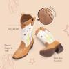 image:imageDREAM PAIRS Girls Cowboy Boots Cowgirl Mid Calf Western Boots with Low Heel Square Toe for Little KidBig KidBeigeTan