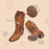 image:imageDREAM PAIRS Girls Cowboy Boots Cowgirl Mid Calf Western Boots with Low Heel Square Toe for Little KidBig KidBrown