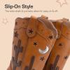 image:imageDREAM PAIRS Girls Cowboy Boots Cowgirl Mid Calf Western Boots with Low Heel Square Toe for Little KidBig KidBrown