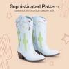 image:imageDREAM PAIRS Girls Cowboy Boots Cowgirl Mid Calf Western Boots with Low Heel Square Toe for Little KidBig KidLight Blue