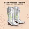 image:imageDREAM PAIRS Girls Cowboy Boots Cowgirl Mid Calf Western Boots with Low Heel Square Toe for Little KidBig KidSilver