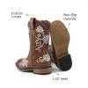 image:imageDREAM PAIRS Girls Cowboy Boots Floral Embroidered Classic Western Cowgirl Boots Square Toe Mid Calf Side Zipper Horsing Party ToddlerLittleBig KidsBrown