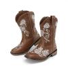 image:imageDREAM PAIRS Girls Cowboy Boots Floral Embroidered Classic Western Cowgirl Boots Square Toe Mid Calf Side Zipper Horsing Party ToddlerLittleBig KidsBrown
