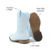 image:imageDREAM PAIRS Girls Cowboy Boots Floral Embroidered Classic Western Cowgirl Boots Square Toe Mid Calf Side Zipper Horsing Party ToddlerLittleBig KidsLight Blue