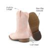image:imageDREAM PAIRS Girls Cowboy Boots Floral Embroidered Classic Western Cowgirl Boots Square Toe Mid Calf Side Zipper Horsing Party ToddlerLittleBig KidsPink