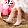 image:imageDREAM PAIRS Girls Cowboy Boots Floral Embroidered Classic Western Cowgirl Boots Square Toe Mid Calf Side Zipper Horsing Party ToddlerLittleBig KidsPink