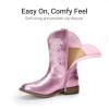 image:imageDREAM PAIRS Girls Cowboy Boots Floral Embroidered Classic Western Cowgirl Boots Square Toe Mid Calf Side Zipper Horsing Party ToddlerLittleBig KidsPurple