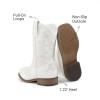image:imageDREAM PAIRS Girls Cowboy Boots Floral Embroidered Classic Western Cowgirl Boots Square Toe Mid Calf Side Zipper Horsing Party ToddlerLittleBig KidsWhite