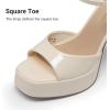 image:imageDREAM PAIRS Platform Heels for Women Square Toe Chunky High Heels Ankle Strap Sandals for Wedding Party Formal EventBeige