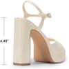 image:imageDREAM PAIRS Platform Heels for Women Square Toe Chunky High Heels Ankle Strap Sandals for Wedding Party Formal EventBeige