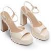 image:imageDREAM PAIRS Platform Heels for Women Square Toe Chunky High Heels Ankle Strap Sandals for Wedding Party Formal EventBeige