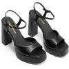 image:imageDREAM PAIRS Platform Heels for Women Square Toe Chunky High Heels Ankle Strap Sandals for Wedding Party Formal EventBlack