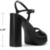 image:imageDREAM PAIRS Platform Heels for Women Square Toe Chunky High Heels Ankle Strap Sandals for Wedding Party Formal EventBlack